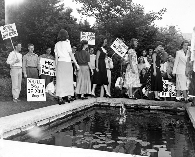 longer-hemlines-protest, photo from http://archives.msu.edu/ longer-hemlines-protest